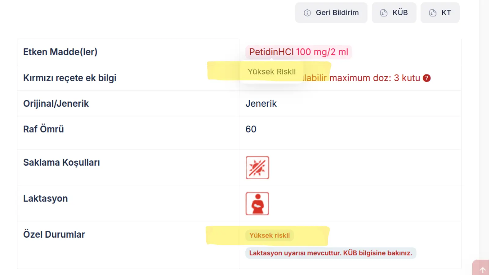 Vademecum Yüksek Riskli İlaçlar Ekran Görüntüsü